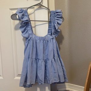 Blue ruffled Altar’d State tank top